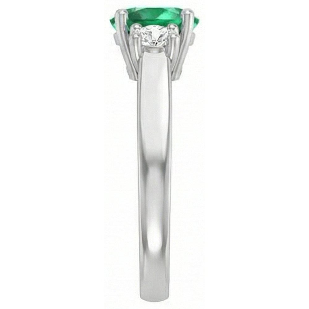 Tre pietre 10.50 carati Verde smeraldi e diamanti Fede nuziale in oro 14K