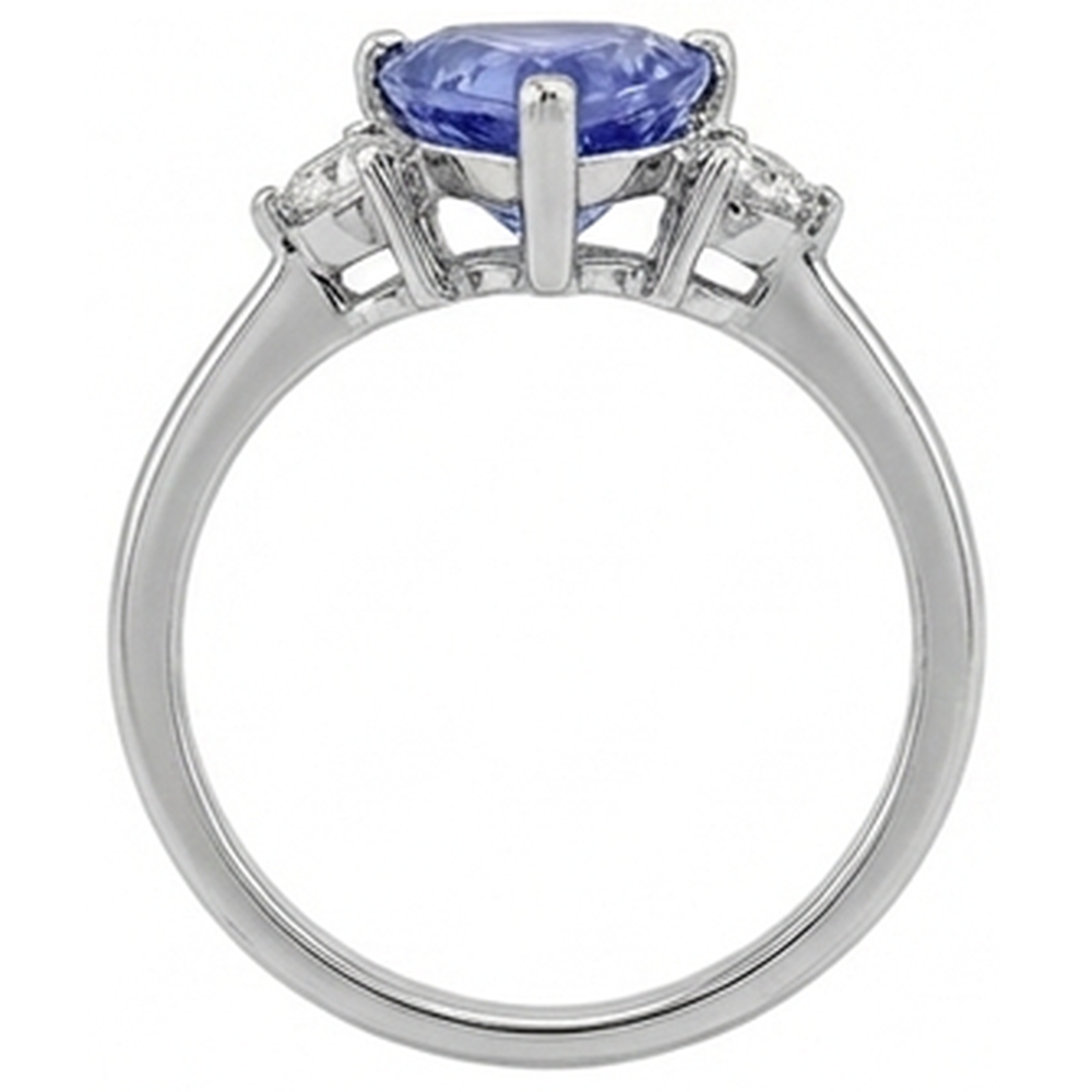 Tre pietre tanzanite e diamanti rotondi 4 carati Anello con pietre preziose Novità