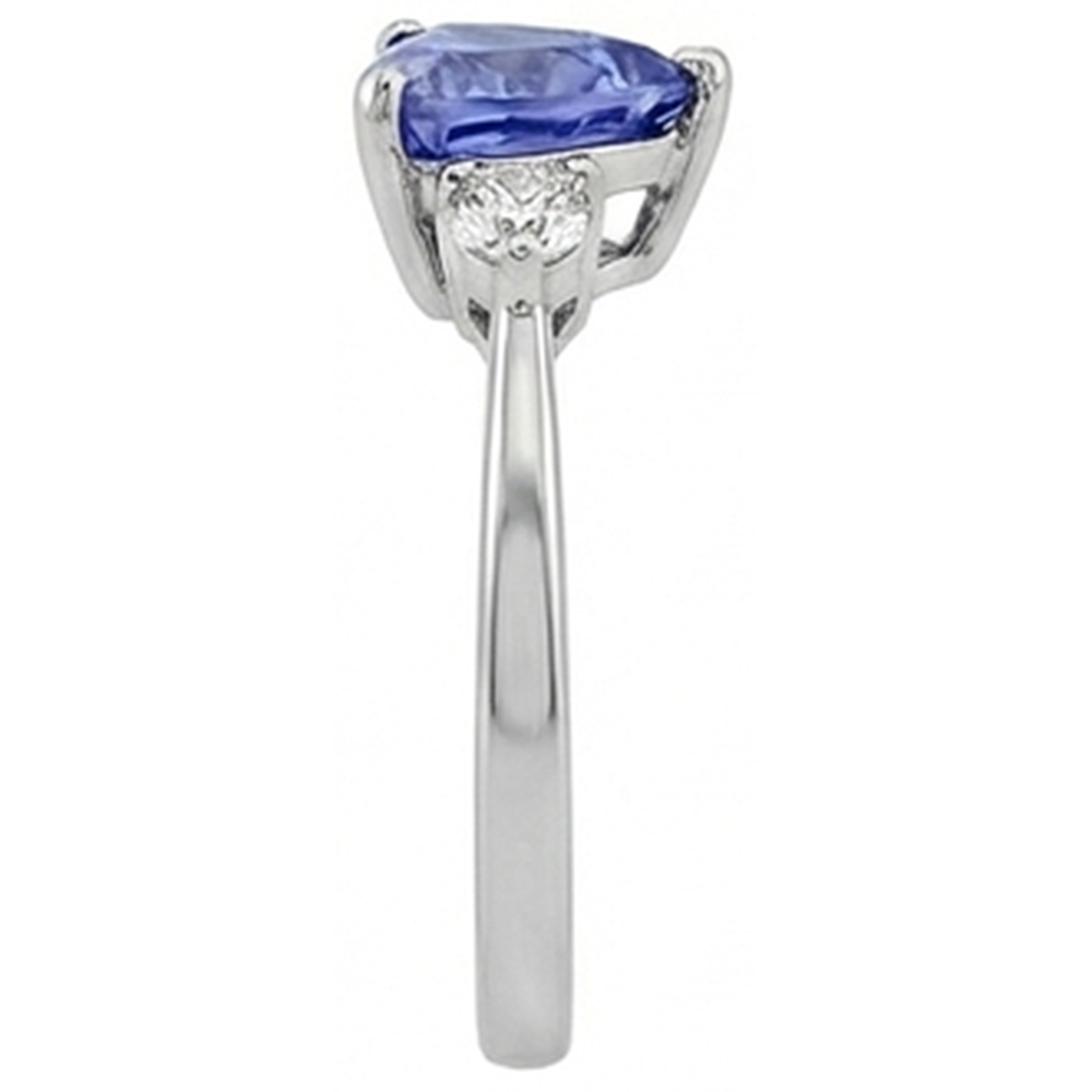 Tre pietre tanzanite e diamanti rotondi 4 carati Anello con pietre preziose Novità