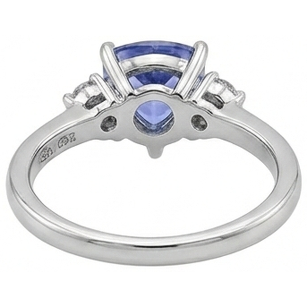Tre pietre tanzanite e diamanti rotondi 4 carati Anello con pietre preziose Novità
