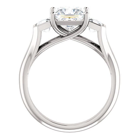 Tre Genuino Diamanti Da 2,20 Carati Con Anello Di Fidanzamento In Oro Bianco Da 14K