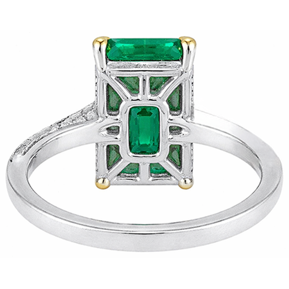 Anello con Pietra Preziosa Oro Bicolore 14K con Smeraldo – vista profilo
