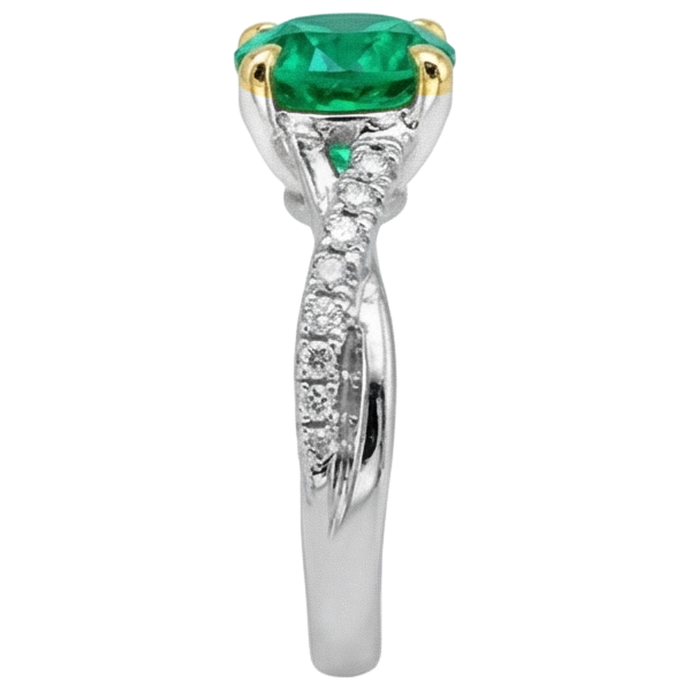 Elegante Smeraldo Colombiano Anello Pietra Colorata 2 carati – vista profilo