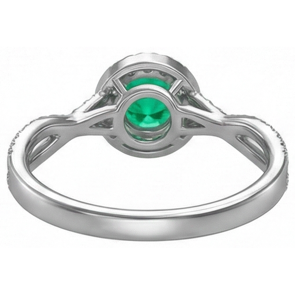 Smeraldo Colombiano Anello con Pietra Preziosa 1-carati Oro Due Toni 14K – vista posteriore