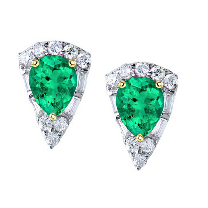 Gemstone Earring Oro Bicolore 14K con Smeraldo Fine – vista principale