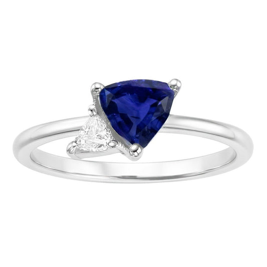 Trilioni di zaffiri e diamanti da 1,25 carati con anello in oro bianco 14K Gioielli da donna
