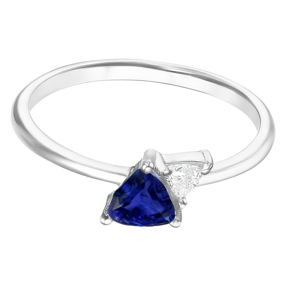 Trilioni di zaffiri e diamanti da 1,25 carati con anello in oro bianco 14K Gioielli da donna
