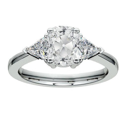 Trilioni E Cuscino Anello Con Tre Pietre Genuino Diamanti Taglio Vecchia Miniera 5.75 Carati