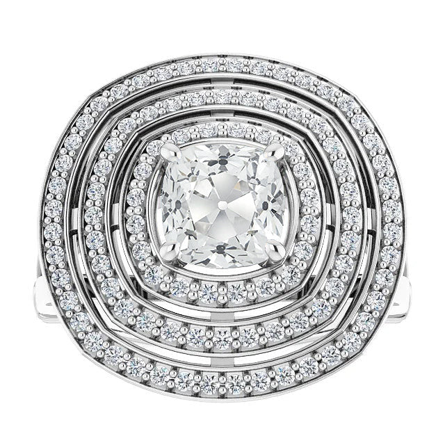 Diamante Anello Halo 5 carati Oro Bianco 14K – vista principale
