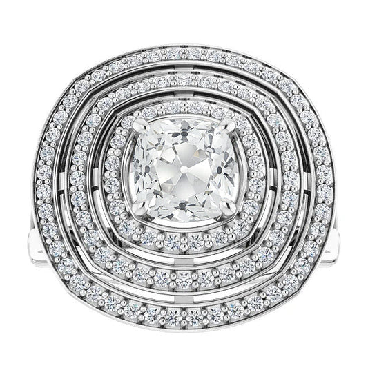Diamante Anello Halo 5 carati Oro Bianco 14K – vista principale