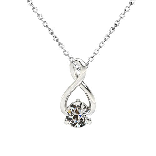 Diamante Collana Pendente 1-carati Oro 14 Carati Bianco – vista principale