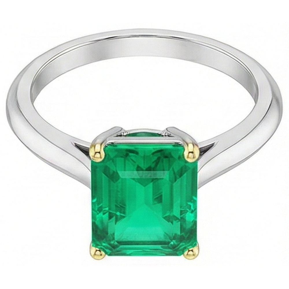 Anello con Pietra Preziosa Oro Bicolore 14K con Smeraldo – vista frontale