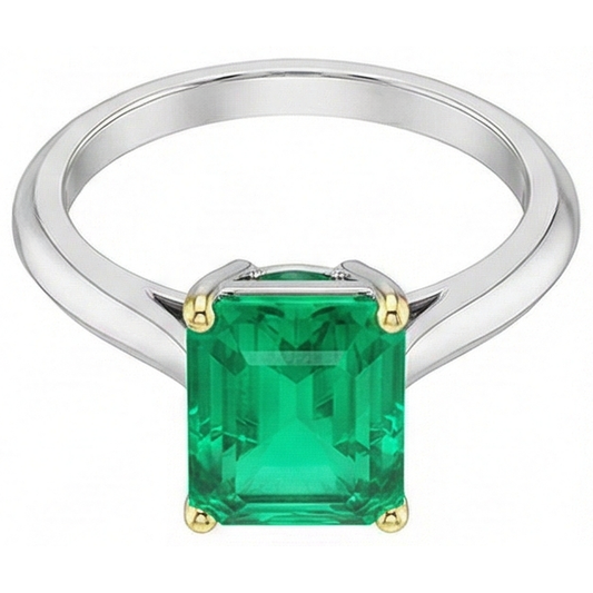 Anello con Pietra Preziosa Oro Bicolore 14K con Smeraldo – vista frontale
