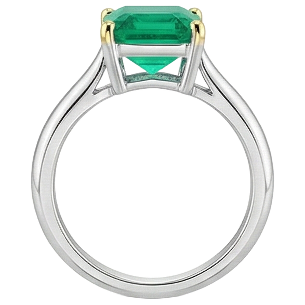 Smeraldo Anello con Pietra Preziosa 4-carati Oro Bicolore 14K – vista dall'alto