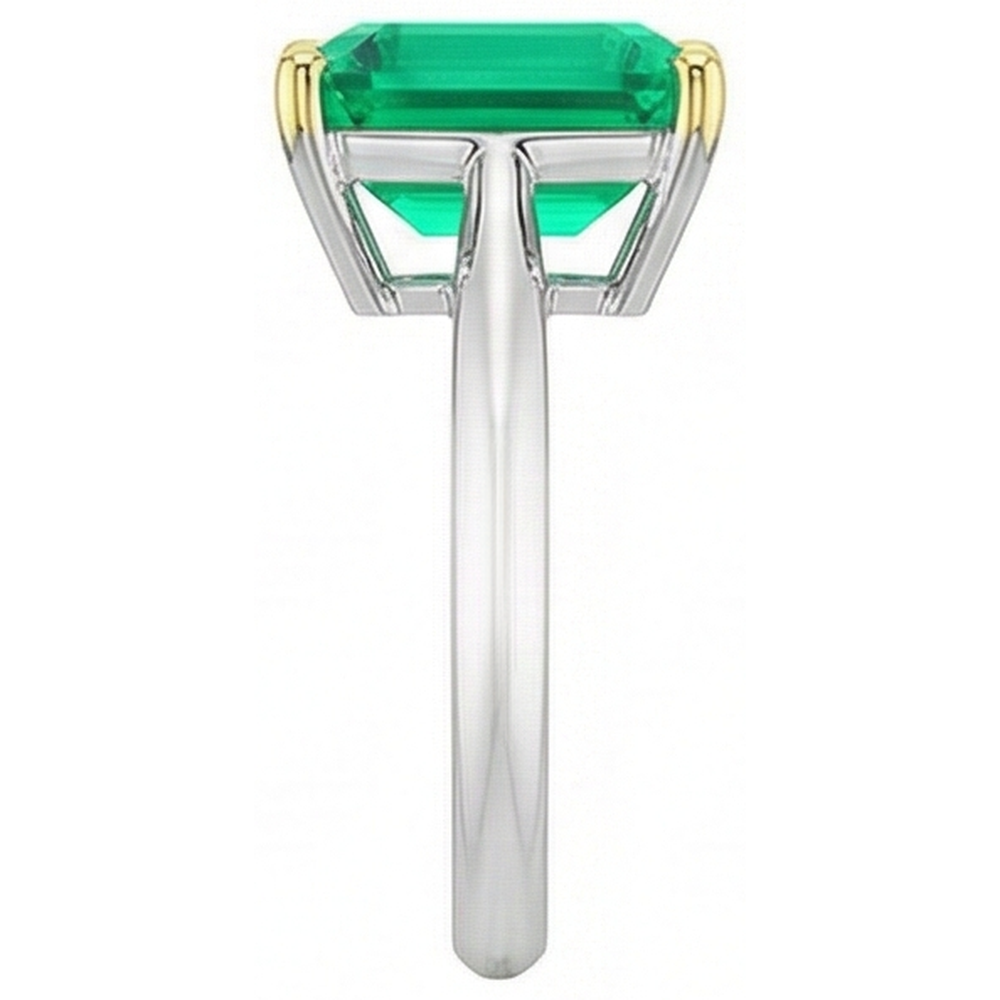Smeraldo Anello con Pietra Preziosa 4 carati Oro Bicolore 14K – vista profilo
