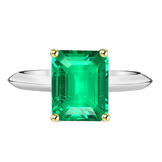 Anello con Pietra Preziosa Oro Bicolore 14K con Smeraldo – vista principale