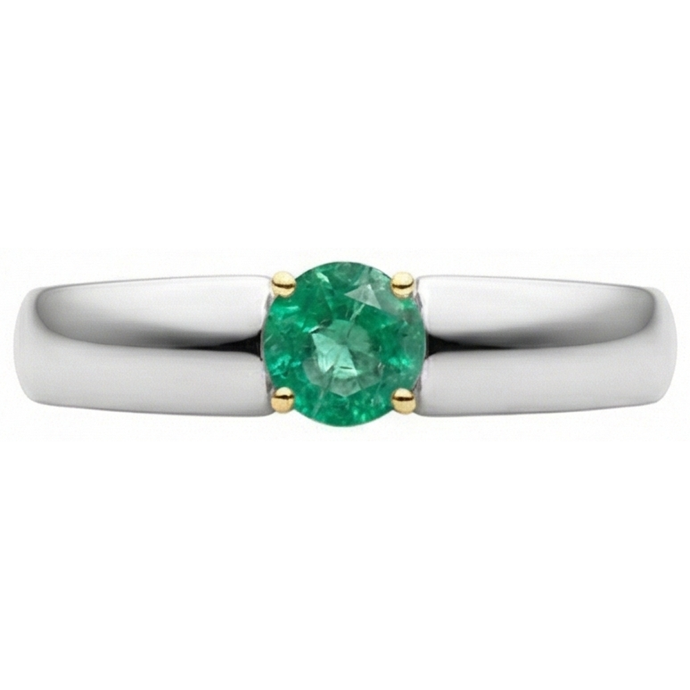 Smeraldo Fine Anello con Pietra Preziosa 1-carati Oro Bicolore 14K – vista profilo