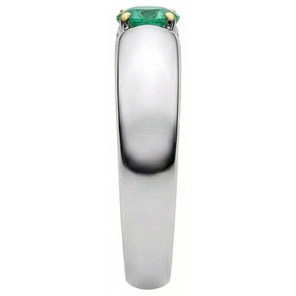 Smeraldo Fine Anello con Pietra Preziosa 1 carati Oro Bicolore 14K – vista posteriore