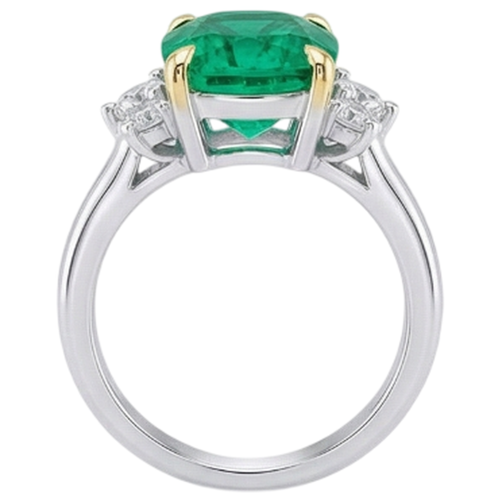 Anello con Gemma Oro Due Toni 14K con Smeraldo – vista posteriore
