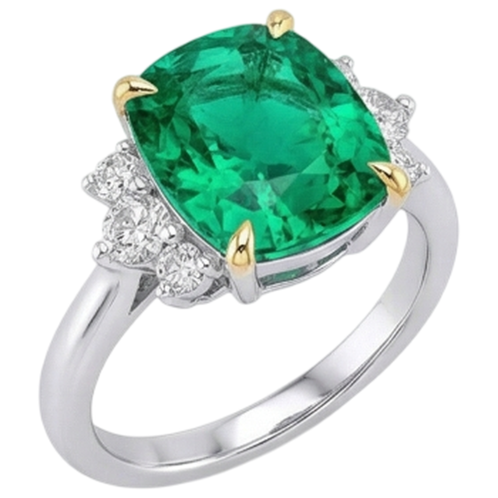 Anello con Gemma Oro Due Toni 14K con Smeraldo – vista laterale