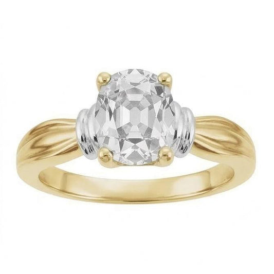 Diamante Anello Monopietra 4,50 carati Oro Bicolore 14K – vista frontale