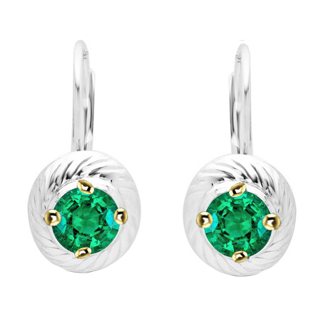 Gemstone Earring Oro Bicolore 14K con Smeraldo Fine – vista principale