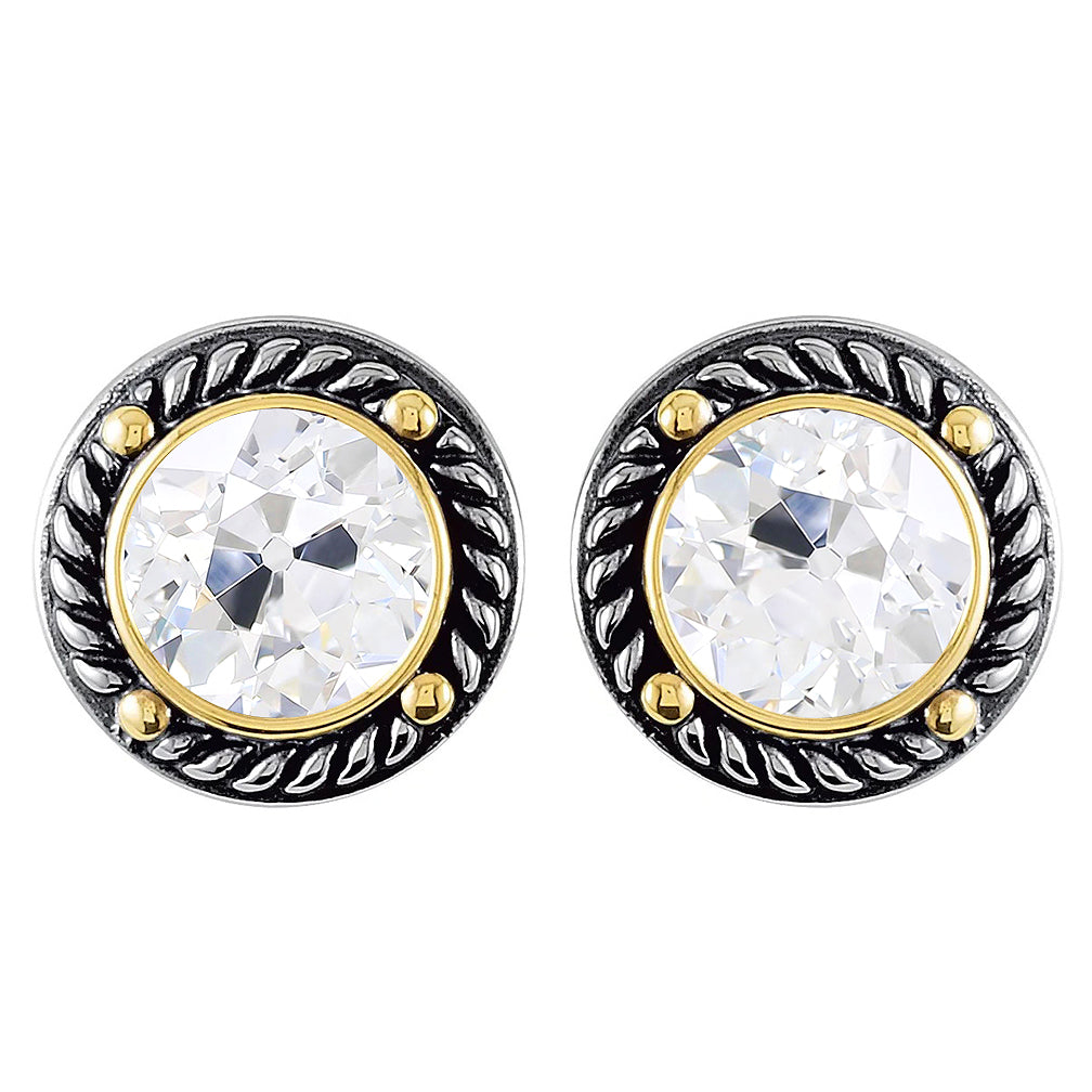 Cuscino Antico Diamante Fine anello in Oro 14 Carati Bicolore – vista principale