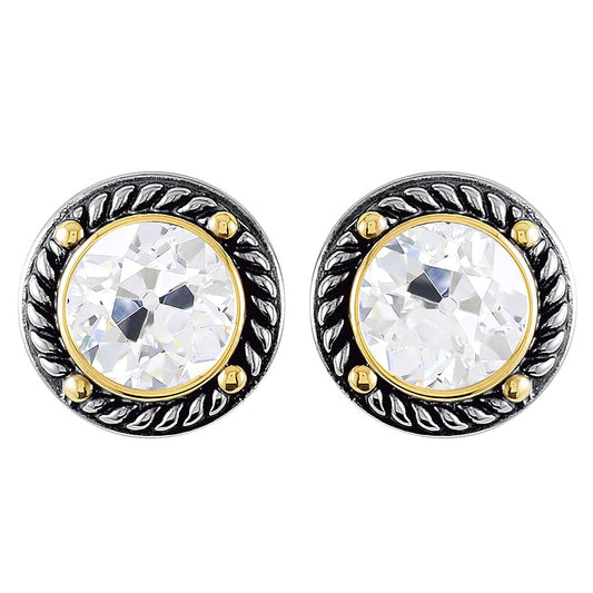Cuscino Antico Diamante Fine anello in Oro 14 Carati Bicolore – vista principale