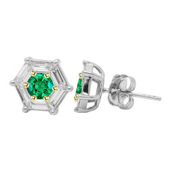 Smeraldo GIA-Certificato Gemstone Earring – 1 carati in Oro 14
