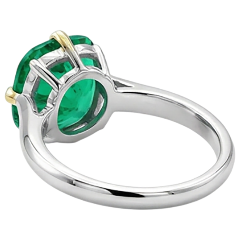 Smeraldo Fine Anello con Pietra Preziosa 2-carati Oro Due Toni 14K – vista dall'alto