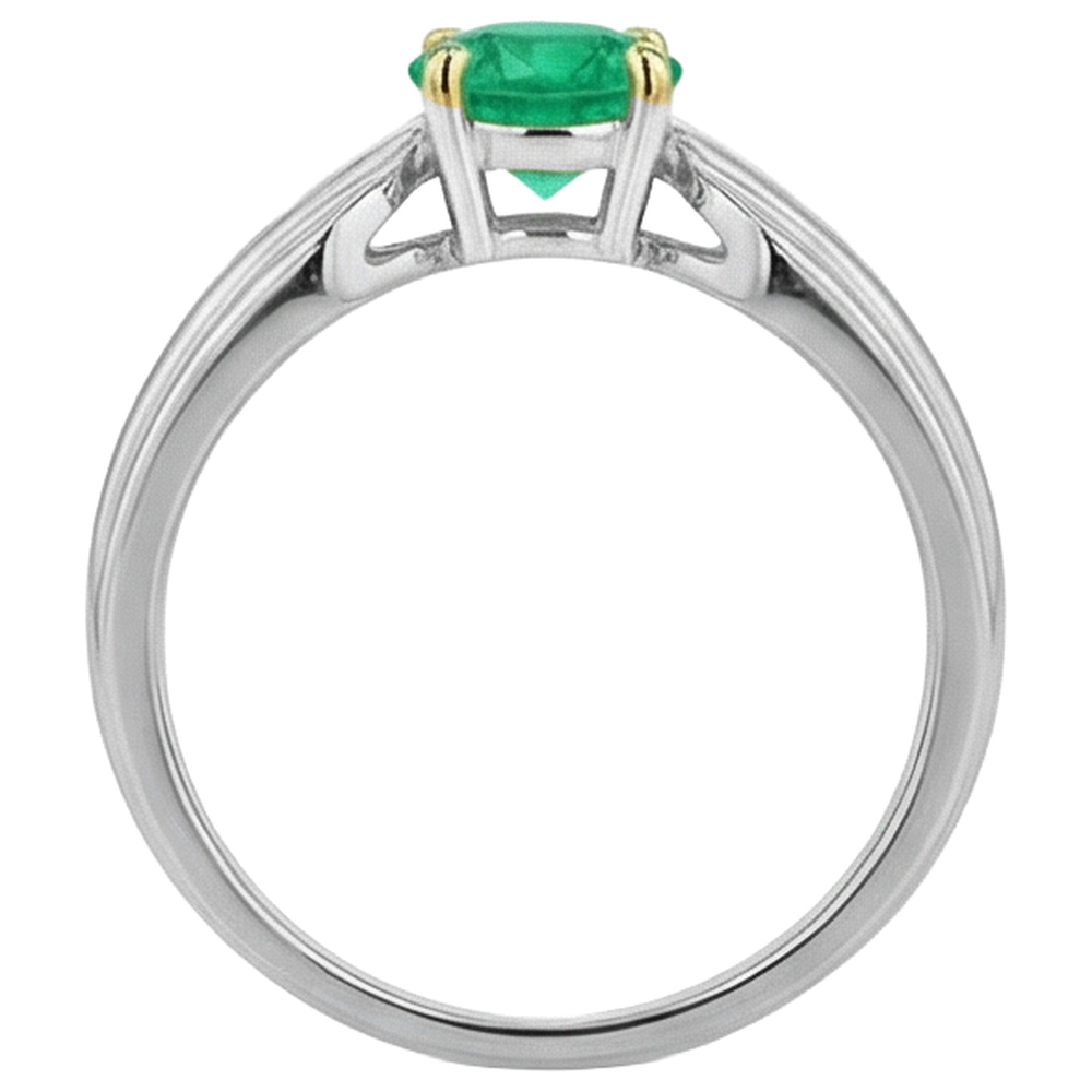 Smeraldo Colombiano Taglio Brillante Anello con Gemma in Oro Due Toni 14K – vista posteriore