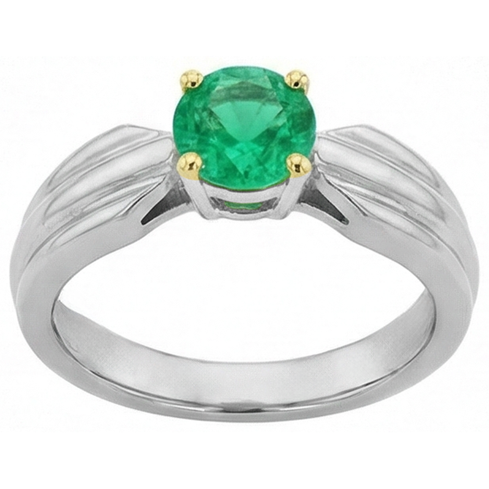 Anello con Gemma Oro Due Toni 14K con Smeraldo Colombiano – vista angolare