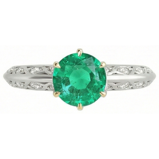 Anello con Gemma Oro Due Toni 14K con Smeraldo Fine – vista frontale