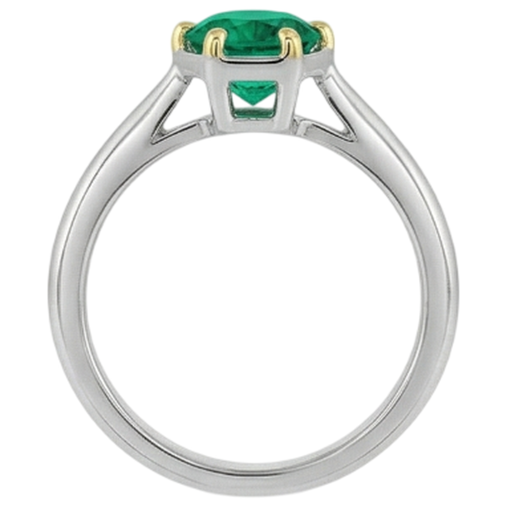 Anello con Pietra Preziosa Oro 14 Carati Bicolore con Smeraldo Fine – vista posteriore