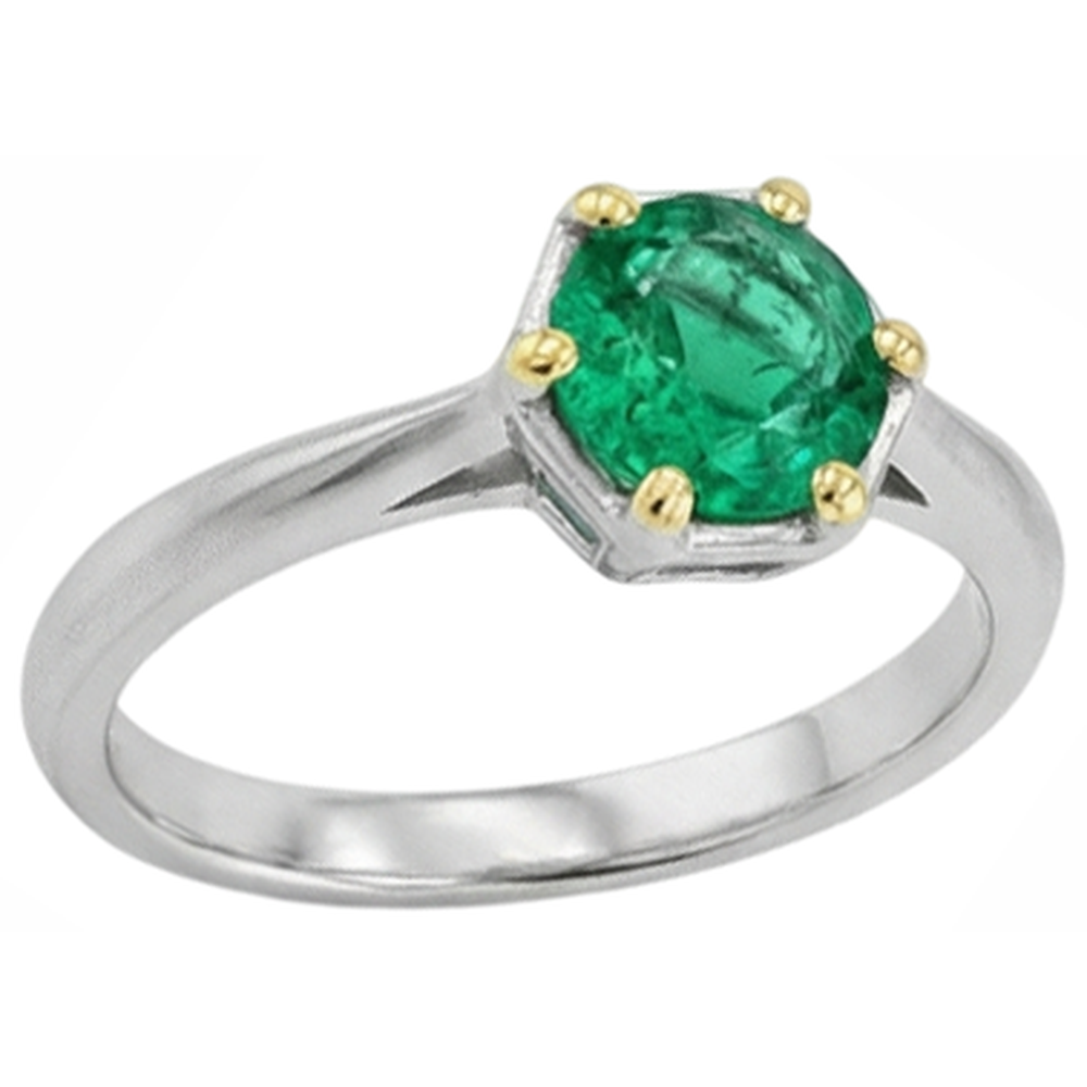 Smeraldo Fine Anello con Pietra Preziosa 1,50 carati Oro 14 Carati Bicolore – vista laterale