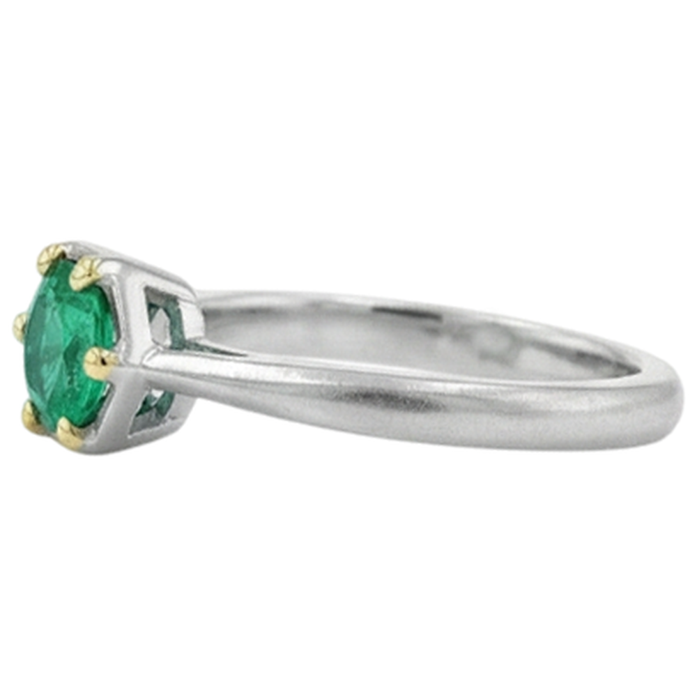 Anello con Pietra Preziosa Oro 14 Carati Bicolore con Smeraldo Fine – vista profilo