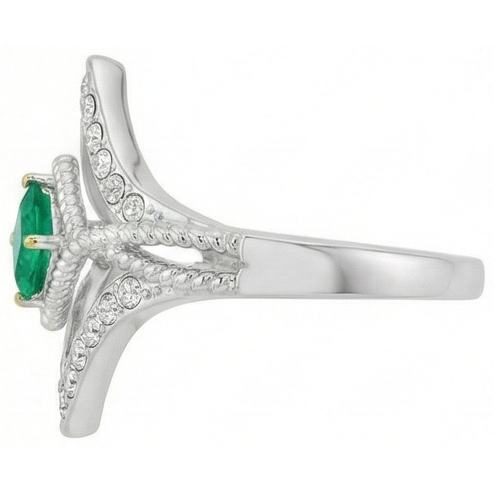 Smeraldo Princess Anello con Pietra Preziosa in Oro Bicolore 14K – vista profilo