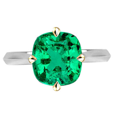Anello con Pietra Preziosa Oro Due Toni 14K con Smeraldo Fine – vista principale