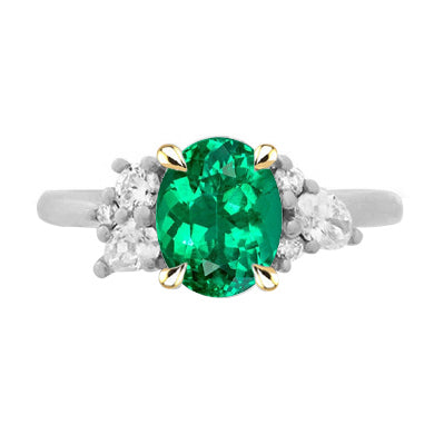 Anello con Pietra Preziosa Oro 14 Carati Bicolore con Smeraldo – vista principale