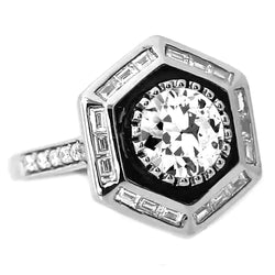 14K Diamante Anello Nuziale – 2-carati Cuscino Antico