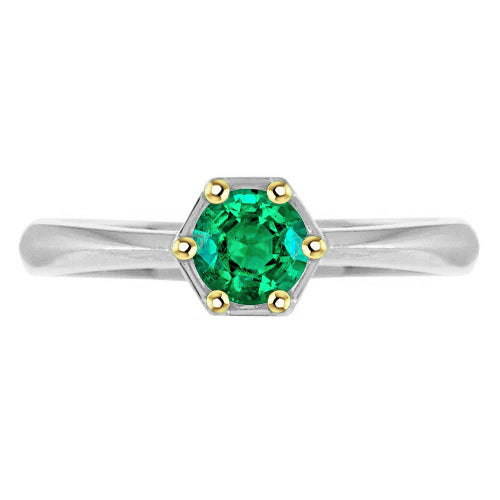 Smeraldo Fine Anello con Pietra Preziosa 1,50 carati Oro 14 Carati Bicolore – vista principale