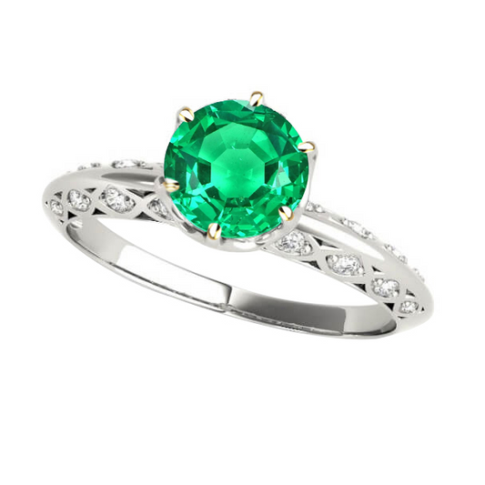 Smeraldo Fine Anello con Gemma 2-carati Oro Due Toni 14K – vista principale