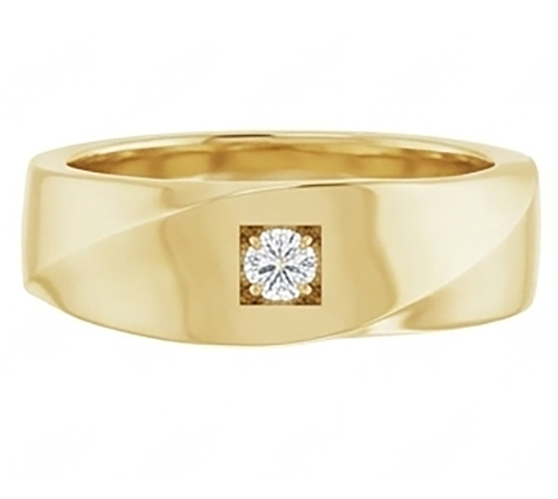 Uomo 10K Yellow Gold Certificato IGI Brillante Anello Maschile