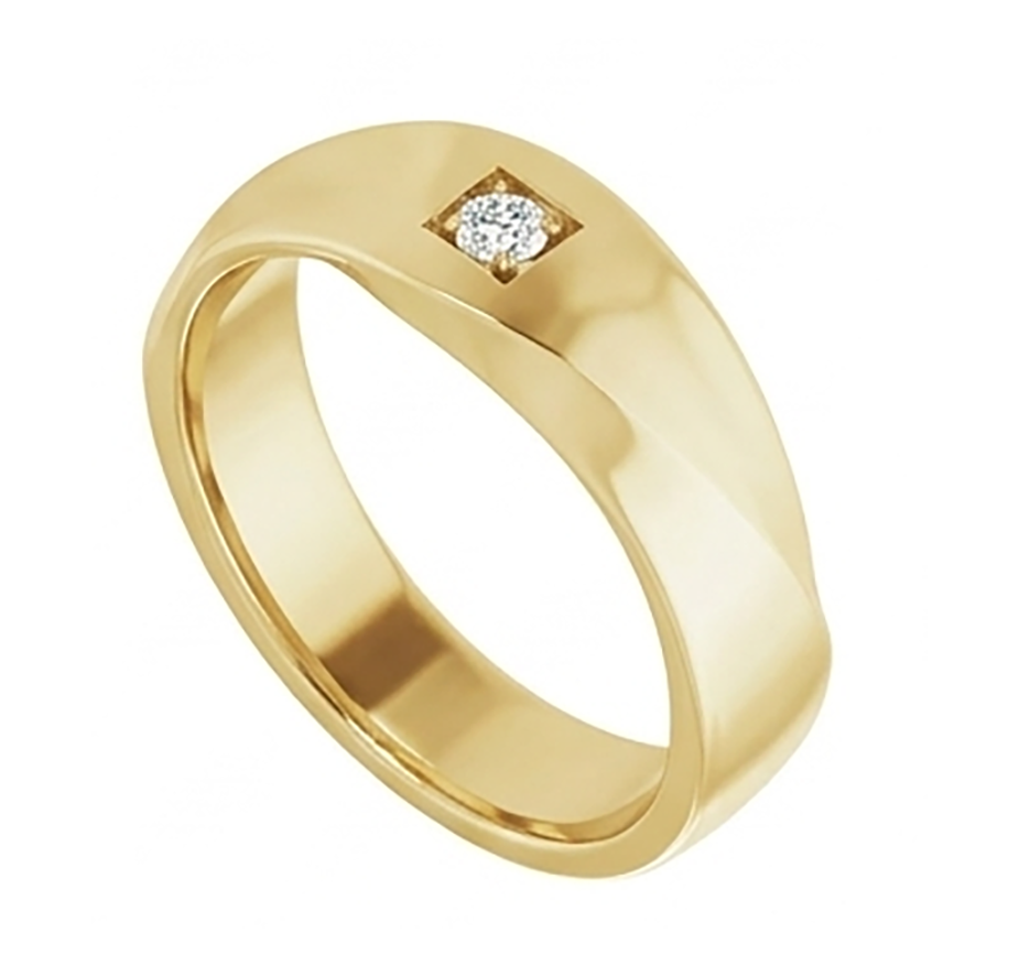 Uomo 10K Yellow Gold Certificato IGI Brillante Anello Maschile