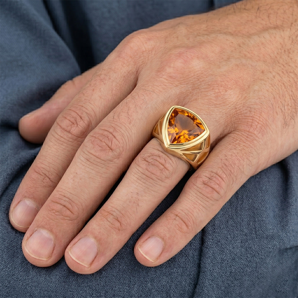 Uomo Alta Gioielleria Oro Giallo 14K con Citrino – 8,5 carati