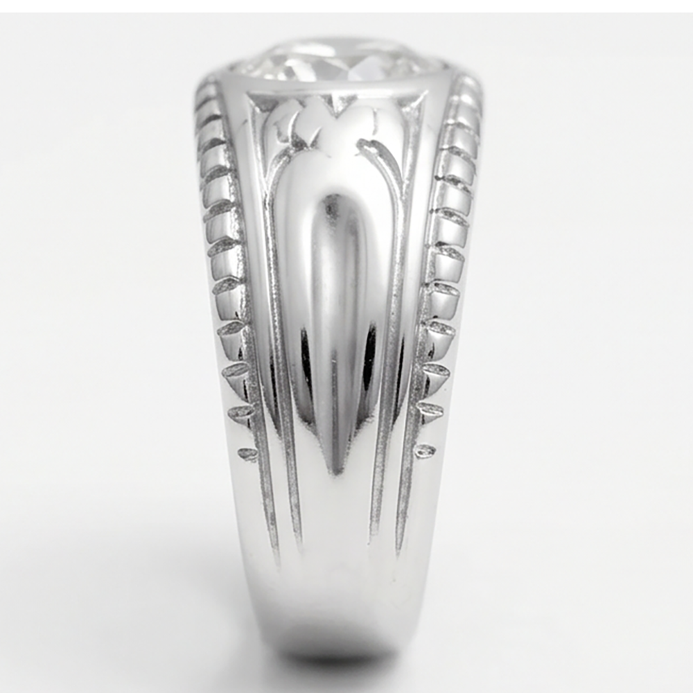 Uomo Artigianale Anello Maschile con Diamante Fine Taglio Old