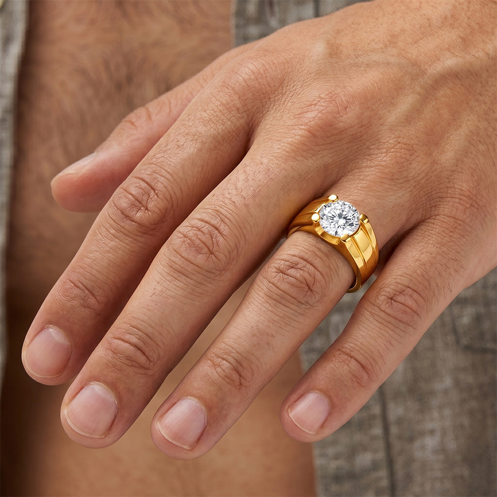 Uomo Diamante Fine taglio Taglio Brillante Anello Maschile 2