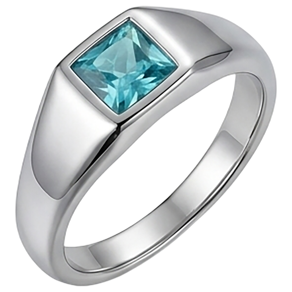 Uomo Paraiba Neon Anello Maschile di lusso – 1 carati Oro Bianco