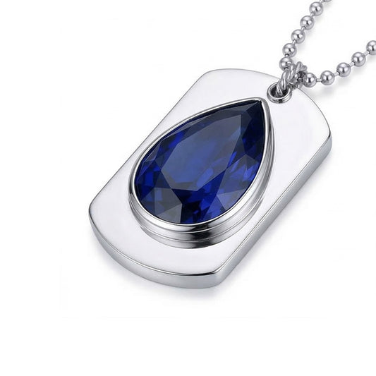 Uomo Zaffiro Cane Targhetta Pendente