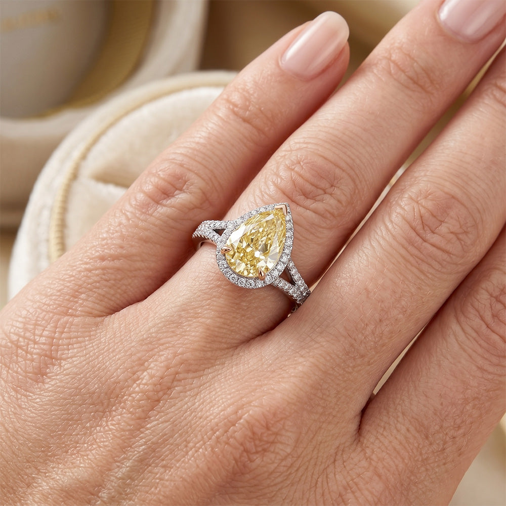 VVS Anello di Fidanzamento Halo – Diamante Giallo Canarino 2